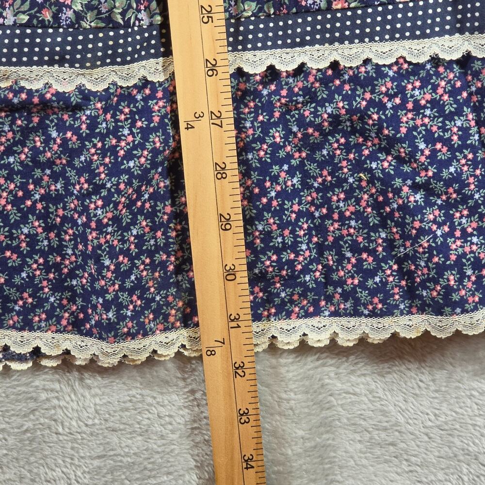 VTG 70s Gunne Sax Jessica Blue Calico Floral Prairie Dress Corset Lace Up Size 7 - Picture 10 of 14